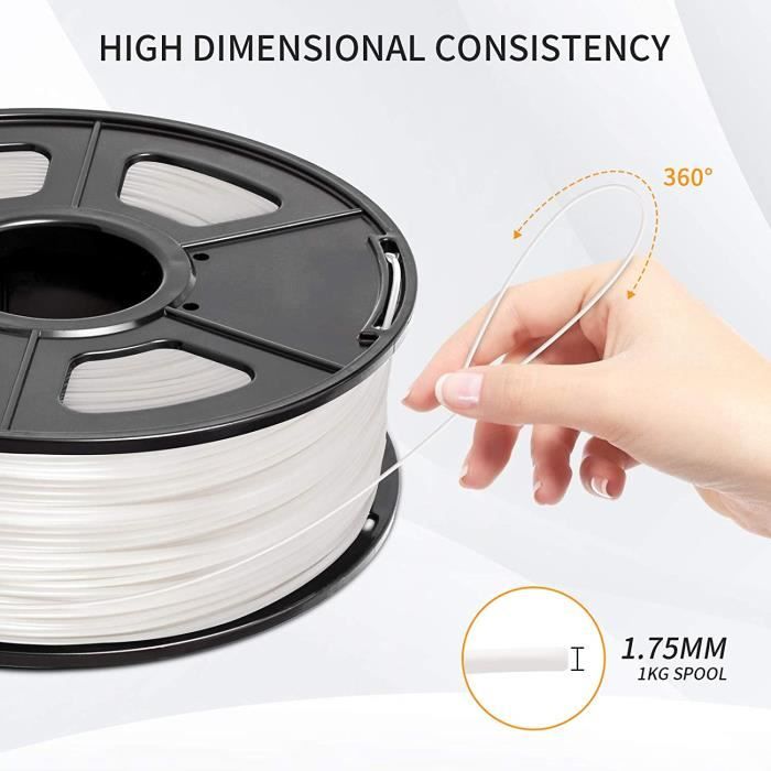 Filament PLA Premium Wanhao Blanc Translucide 1kg, 1.75mm pour imprimante  3D - Cdiscount Informatique