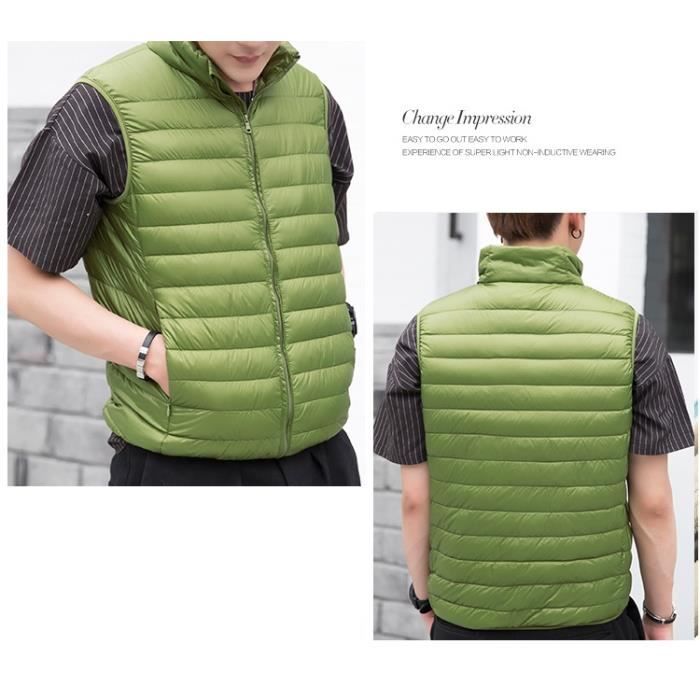 Hommes Down Gilet Doudoune Ultra Leger sans Manches Zip Col Decontracte Sport Montant Veste Chaud Hiver Fruit vert Fruit vert Cdiscount Pret a Porter
