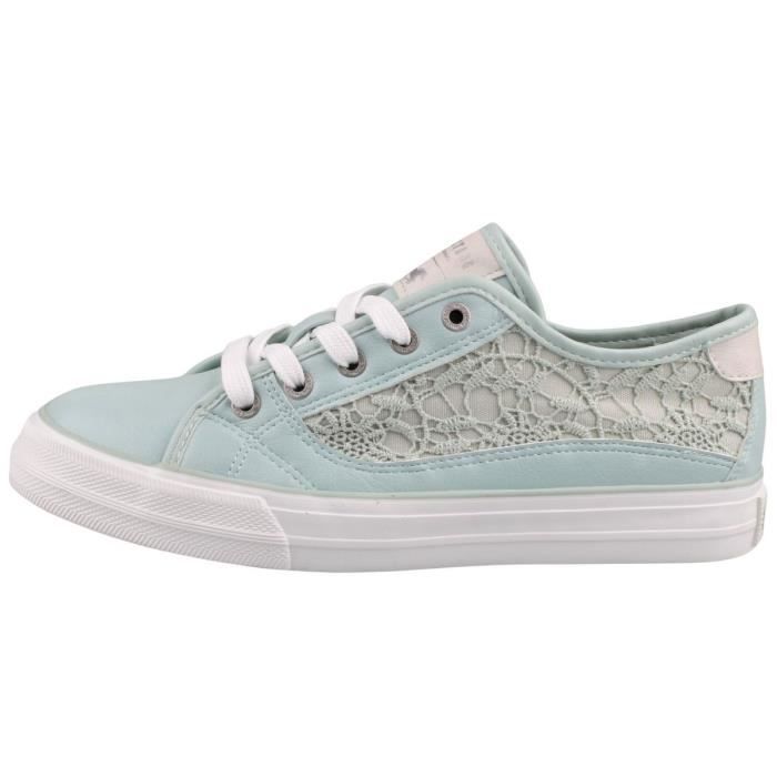 Baskets femme MUSTANG Vert Textile Lacets Vert Cdiscount Chaussures