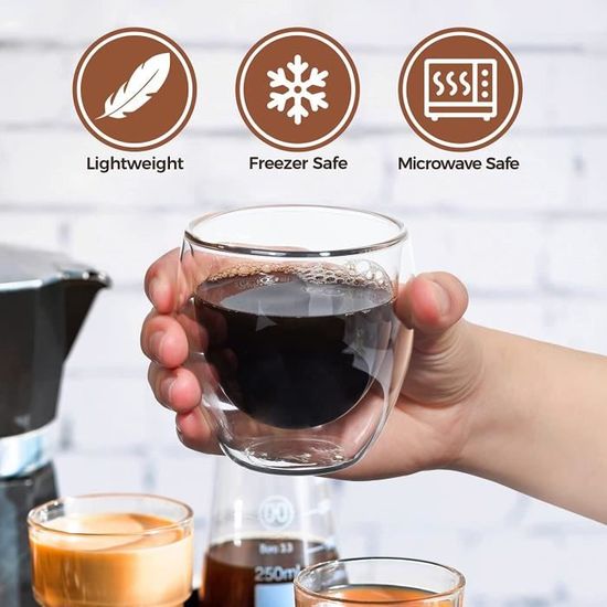 Verre double paroi à tasse expresso (4 x 70 ml) tasse a cafe design - Tasses  à expresso, tasse double paroi, mug transparent, [10] - Cdiscount  Puériculture & Eveil bébé