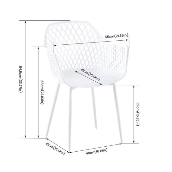 IPOTIUS Extérieur Fauteuil de jardin Lot de 4 Chaises Design Blanc  Plastique Scandinave Chaise de Salle à manger - Cdiscount Maison