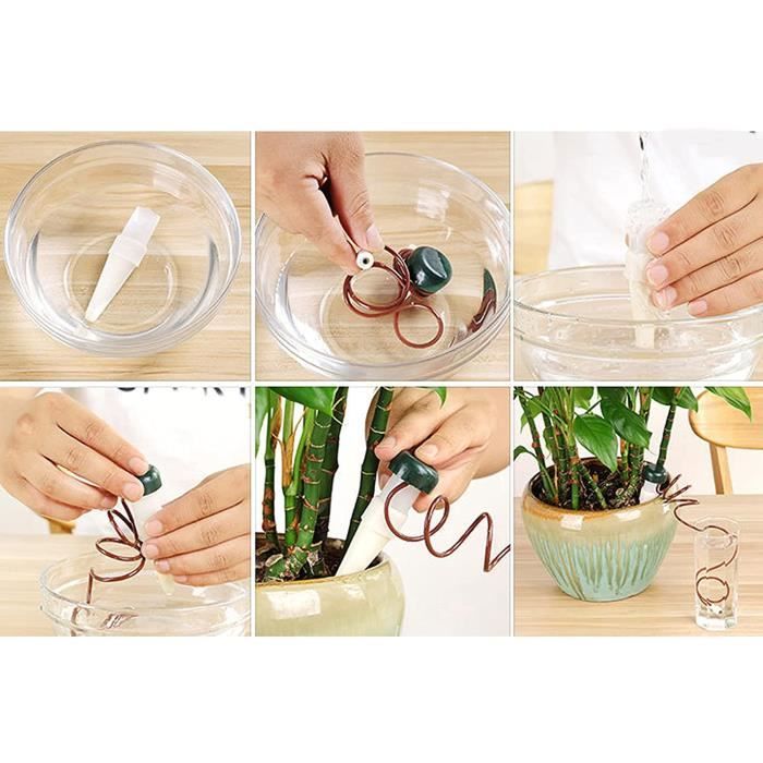 Lot De 4 Cônes D'arrosage Auto-arrosants En Terre Cuite - 11,5x6,5 Cm, Pour Plantes En Pot