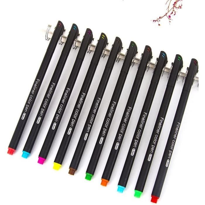 Stylos De Journal,12 Couleurs Vives Fineliner Color Pen 0.4Mm Fine Point  Coloré Stylo Marqueur Set Pour Journaling Note Prend[u2402]