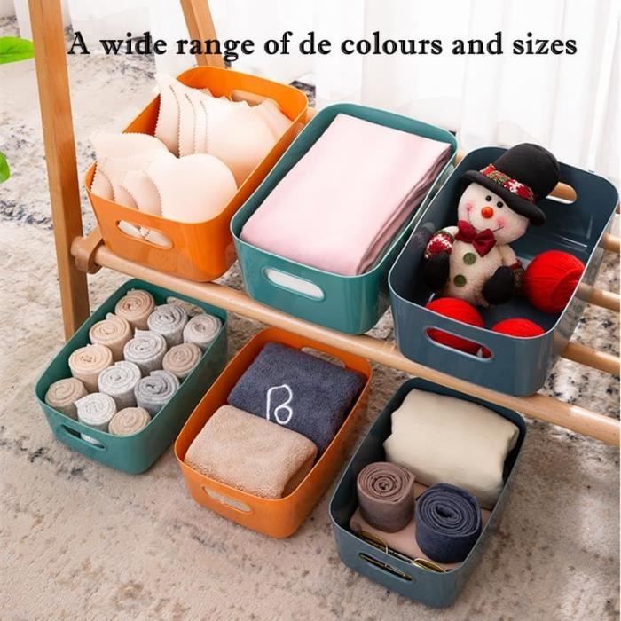 7 Couleurs Boite Rangement Plastique 20X14X7Cm,Panier Plastique Rangement Salle De Bain,Paniers Et Boites De Rangement,Bac - Maison