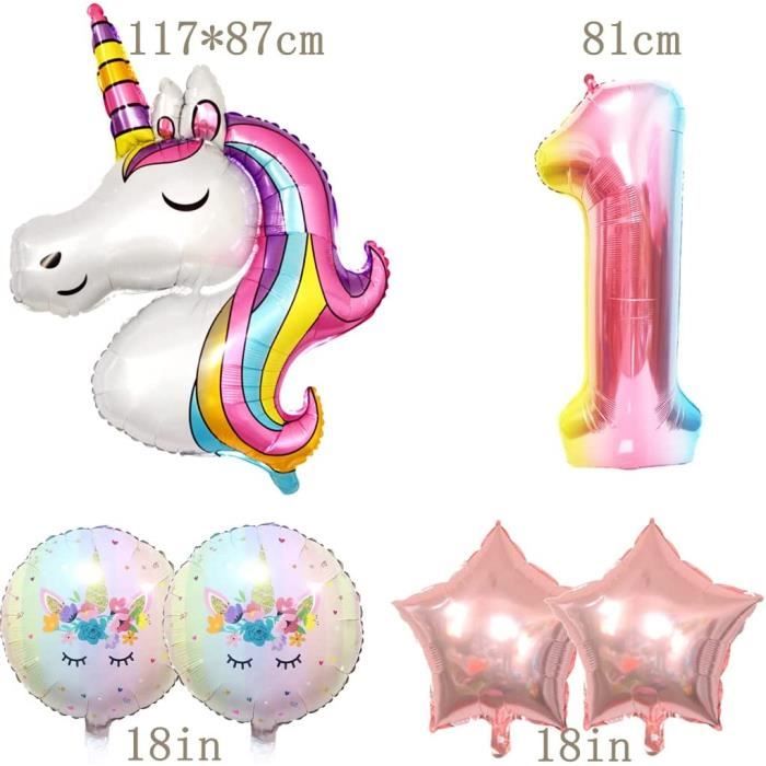 4 ans decoration anniversaire licorne fille,kit pastel ballon licorne  anniversaire fille avec bannière de joyeux anniversaire[A330] - Cdiscount  Maison