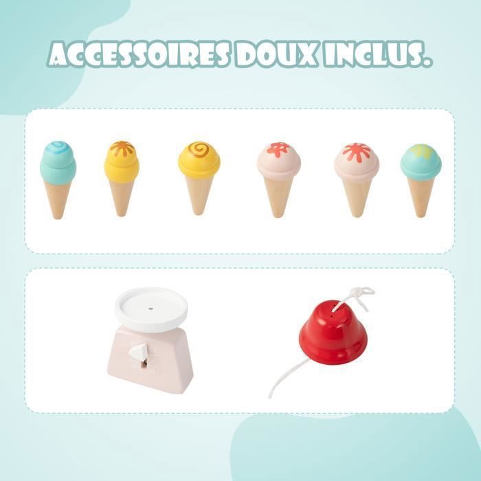 GOPLUS Jouet d'imitation - Marchande - Chariot à Glaces pour Enfants en Bois avec Roues et Accessoires, Vert - Jeux - Jouets GOPLUS Jouet d'imitation - Marchande - Chariot à Glaces pour Enfants en Bois avec Roues et Accessoires, Vert - Jeux - Jouets