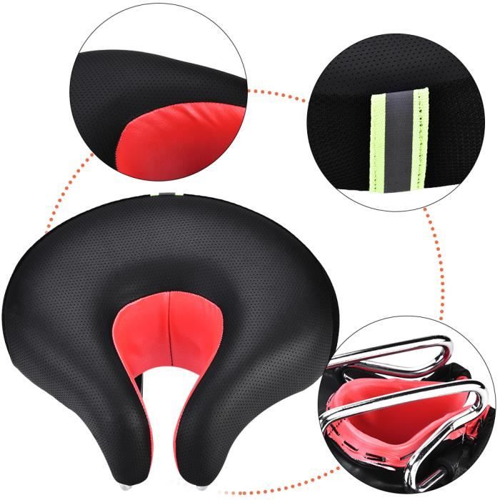 Selle De Vélo Sans Nez – Ergonomique – Largeur Réglable 22-24,6 Cm – Absorption Des Chocs – PU Imperméable – Pour VTT, électrique, Trekking – Modèle 4590