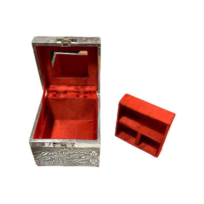 Coiffe Royale / Boîte à Bijoux Magnétique - Métal Décoré Vert, Rouge, Doré Avec Strass, Pour Une Déco Glamour