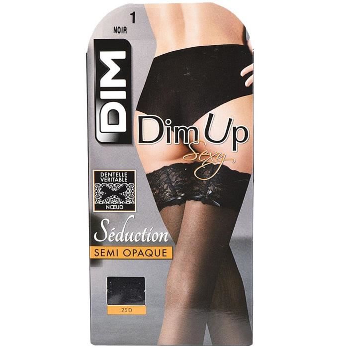 DIM Bas up Femme Semi opaque SEDUCTION Noeud Noir 25D