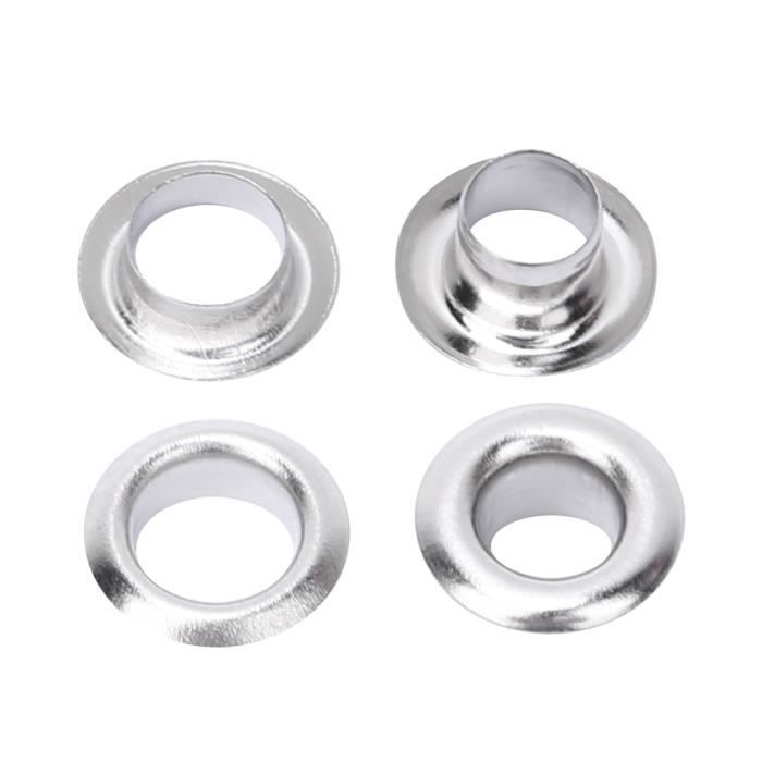 100pcs Ensembles Oeillets, 5mm Trou Oeillets En Métal Oeillet De Rondelle Kit De Grommets Eyelets Pour Chaussures Vêtements Toile Bâche Artisanat En Cuir (Argent