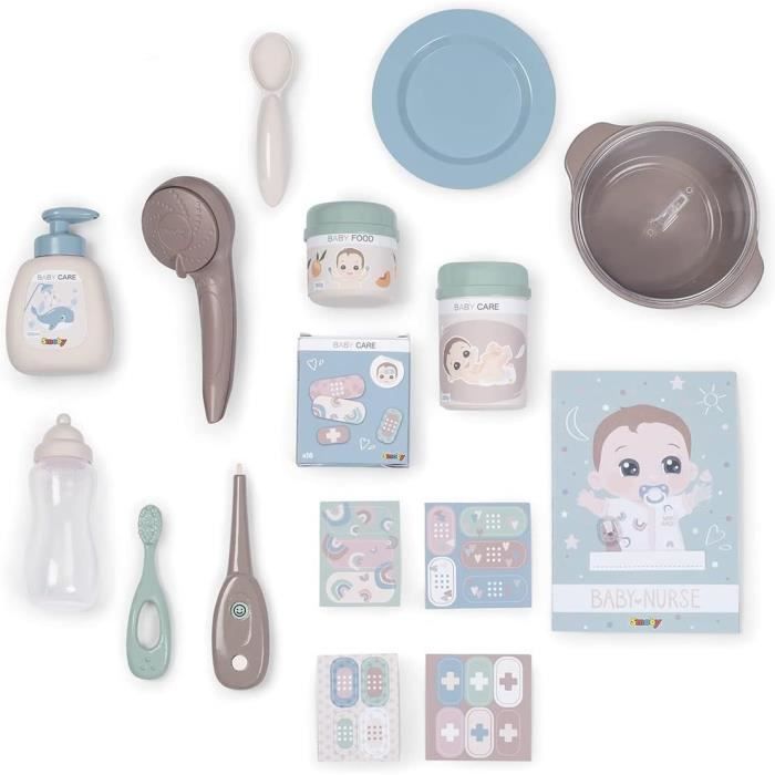 Smoby Baby Nurse – Set Baignoire Et Accessoires Pour Poupées – 8 Pièces : Biberon, Douchette, Thermomètre – Dès 3 Ans