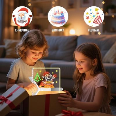 Tablette Lumineuse Wondiko A4 – Dessin LED 7 Couleurs – Acrylique Effaçable Réutilisable – Sans écran – Activité Créative Calme – Cadeau Enfant