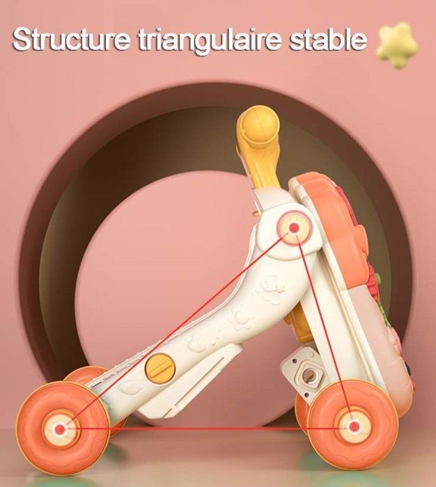 Super Trotteur Parlant 5 en 1 assis debout pour bebe de 6 a 36 mois Centre d activites precoce Plateau de jeu amovible Rose Cdiscount Puericulture Eveil bebe