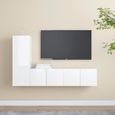 Ensemble de meuble TV suspendu - TMISHION - Blanc brillant - 90 cm - Meuble de salon - Contemporain - Design-0