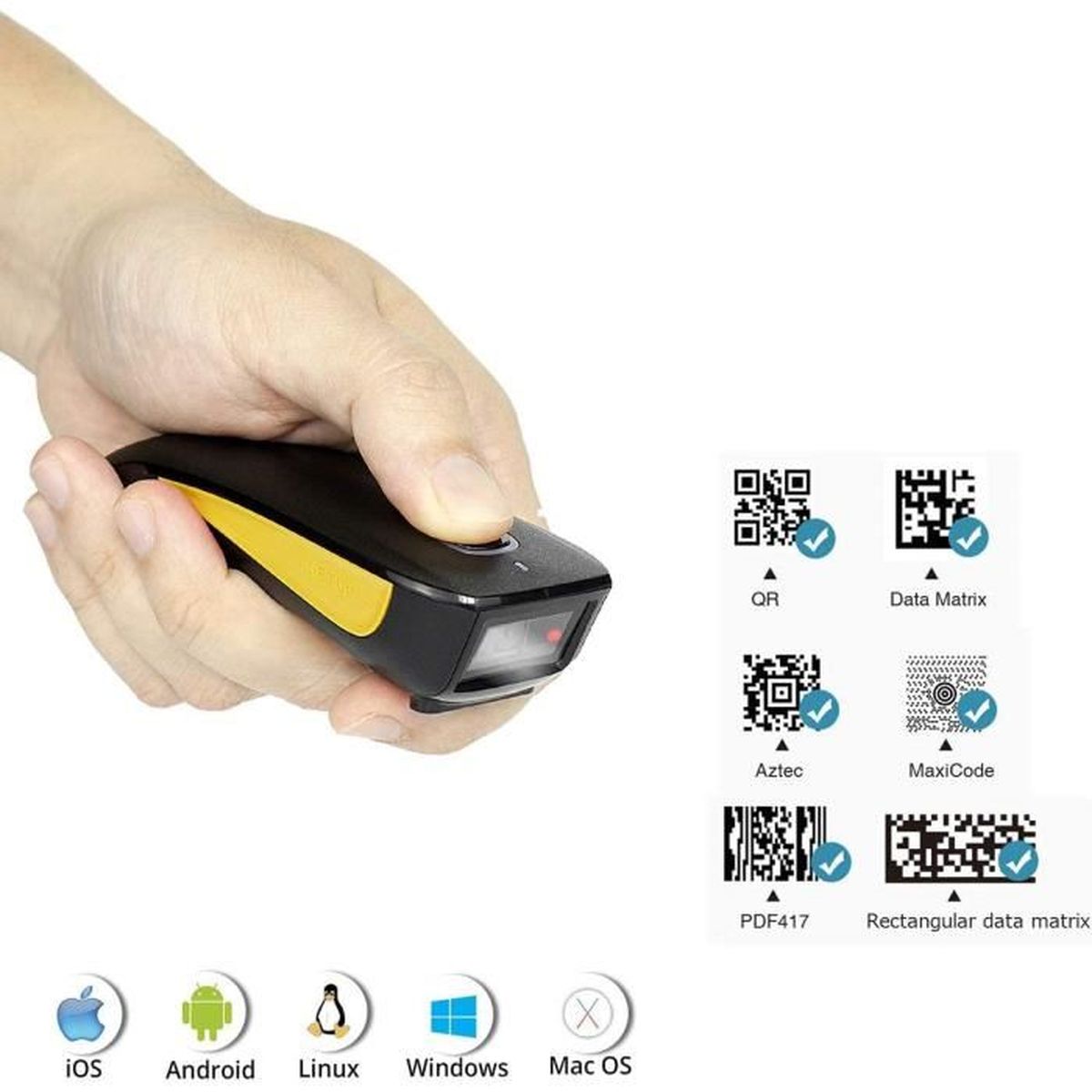 Bluetooth 2d Barcode Scanner Douchette Lecteur De Code Barre Sans Fil Qr Pour Tablette Iphone Ipad Android Ios Pc Pos - Cdiscount Beaux-arts Et Loisirs Creatifs