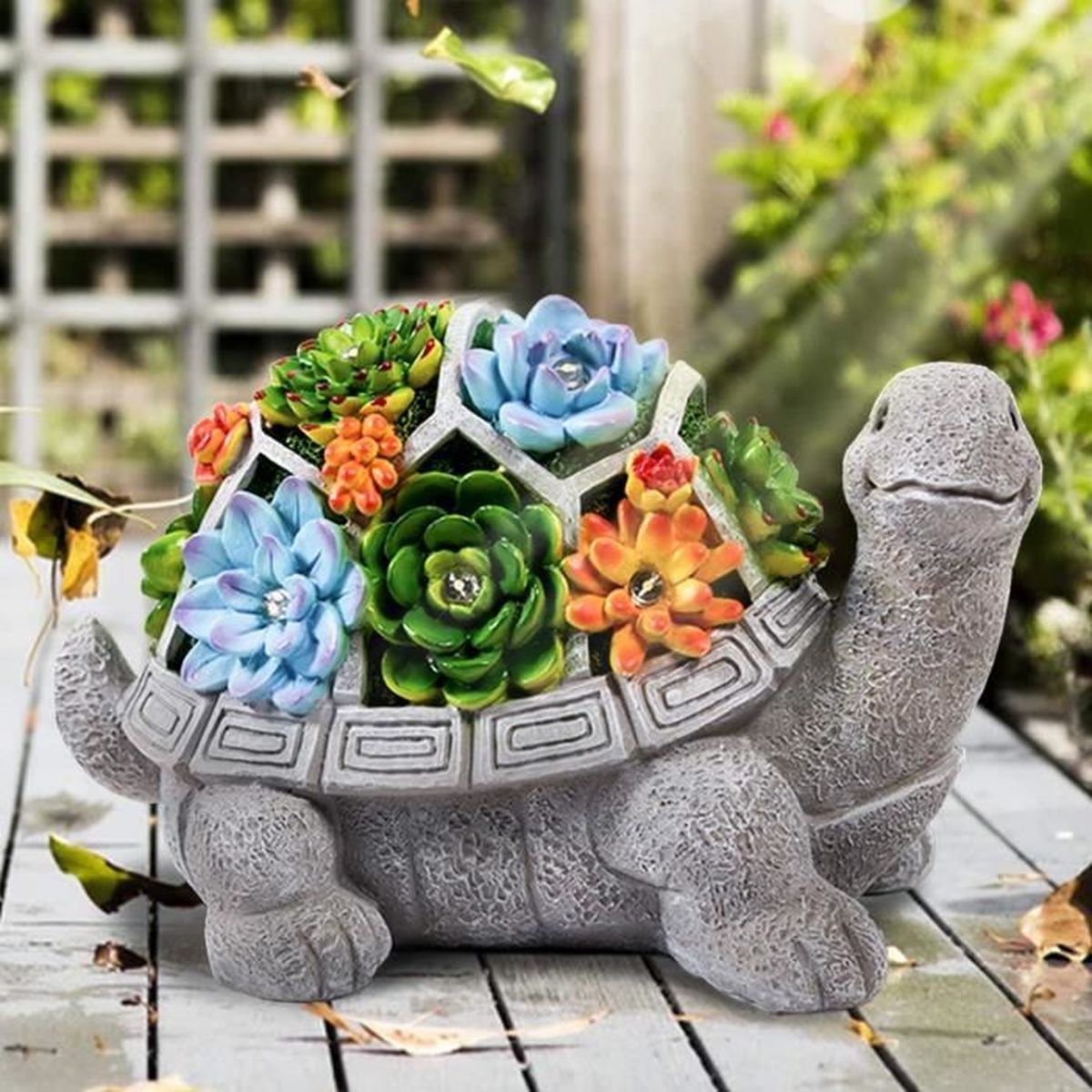 Statue Jardin Exterieur Ornement de Tortue Figurines avec Lampes