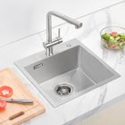 AURALUM MAX Évier 1 Bac 45x45x19 CM Évier Cuisine Brossé en Acier Inox 304 Évier à Encastrer avec Système de Drainage