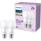 PHILIPS LIGHTING Pack de 2 ampoules LED - PHILIPS - E27 - 100W - Blanc chaud