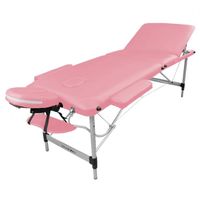 Table de massage pliante 3 zones en aluminium - Vivezen - Rose pastel - Confortable et esthétique