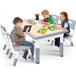 TABLE ET CHAISE Aufun Table d'enfant avec 4 chaises Set, réglable 