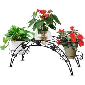 ETAGÈRE MURALE Étagère à Fleur en Fer Forgé, Porte Plante Intérieur avec 3 Tablettes Support Pot de Fleur Balcon Ddécoration pour Jardin A107