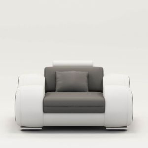 FAUTEUIL Fauteuil relax en cuir gris et blanc - DYDDA - Mod