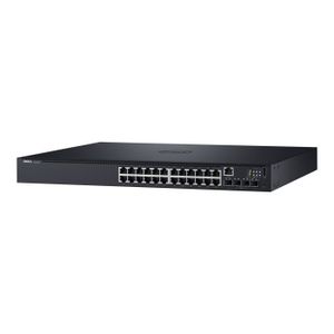 SWITCH - HUB ETHERNET  Dell Networking N1524P, PoE+, 24x 1GbE + 4x 10GbE SFP+ fixed ports, Stacking, IO to PSU airflow, AC/N1524,N1524P Lifetime Limited
