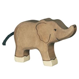 FIGURINE - PERSONNAGE Figurine en bois - HOLZTIGER - Animaux de la Jungle - Eléphant petit - Mixte - 24 mois - 2 ans - Gris