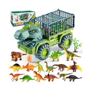 FIGURINE - PERSONNAGE Dinosaure Transporteur de Voitures avec 15 Figurine Dinosaure Jouet Camion Enfant 3 4 5 6 Ans garçons et filles jouets