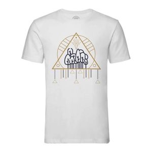 T-SHIRT T-shirt Homme Col Rond Blanc Arbre Symboles Esotériques Nature Bohémien