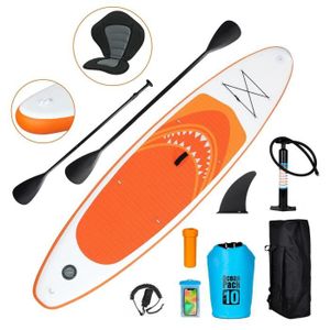 STAND UP PADDLE Stand Up Paddle Gonflable Planche Gonflable avec Siege - PULUOMIS - 335x76x16.5cm - Charge Max 150kg - Orange - Sports Nautiques