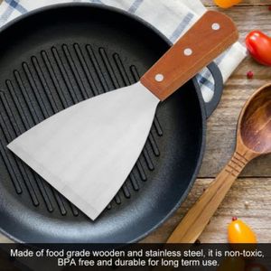 USTENSILE Outil de cuisson de tourneur de spatule de Beafsteak de gril de barbecue antiadhésif résistant à la chaleur en acier inoxydable