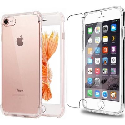 Silicone Transparent Coque iPhone 7/iPhone 8 + Verre Trempé