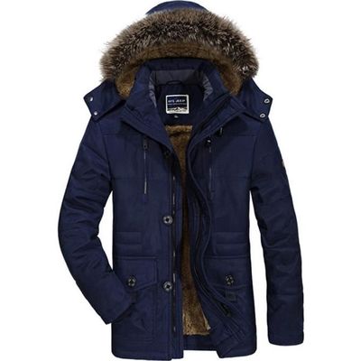 Doudoune Homme Col en fourrure artificielle capuchon Poches