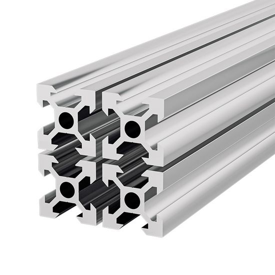 Alberts 497859 Tubo cuadrado de aluminio, natural, 1000 x 20 x 20 mm, juego de 4 unidades