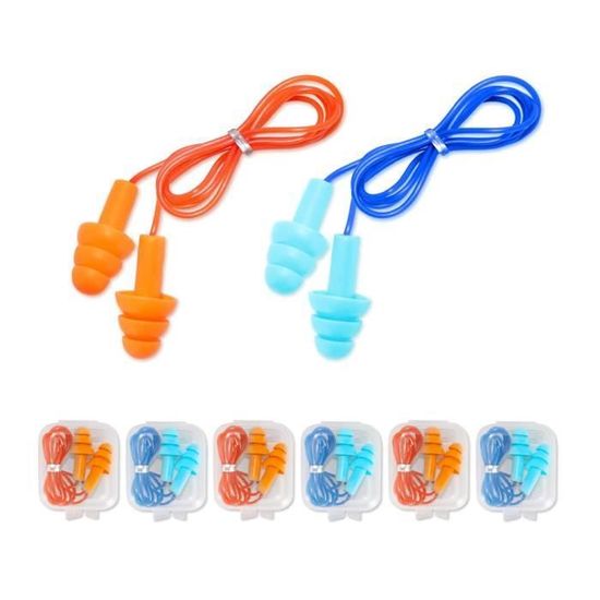 Bouchons D'Oreille En Silicone Réutilisables - Lot De 6 Paires (12 Unités) - Bleu