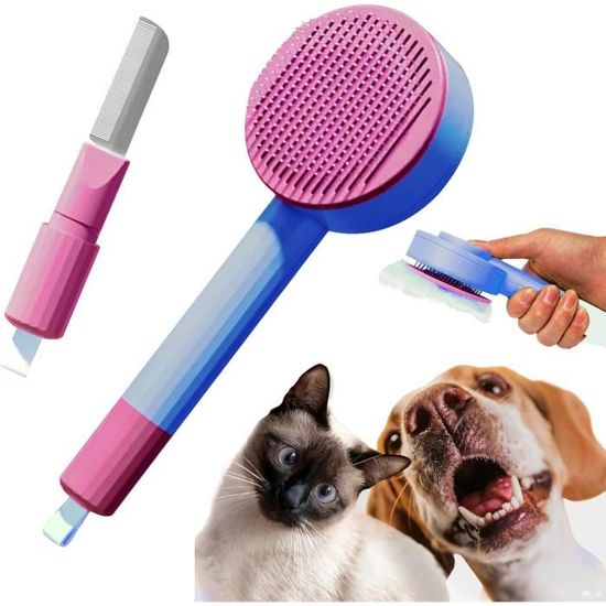 Brosse Chien, Brosse Pour Chats, Peigne Anti Poils Animaux, LIUCOLI Râteau De Toilettage - Enlever 96% Des Poils Morts Et Nœuds, Déméloir Professionnel Pour Les Poils Longs/courts (Bleu