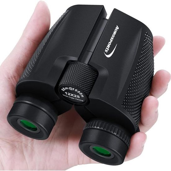 Jumelles Haute Puissance 12x25 Compactes Pliables - Observation Oiseaux, Chasse, Concerts Avec Lentilles FMC