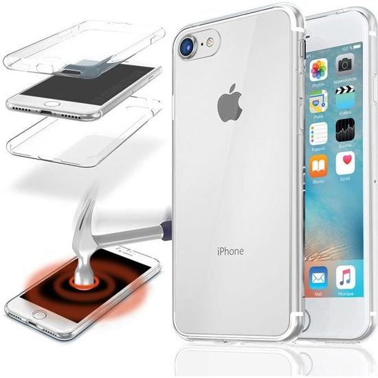 Coque Intégrale iPhone 7 Plus (5,5') Silicone GEL Avant+Arrière FULL Protection Anti chocs -Transparent