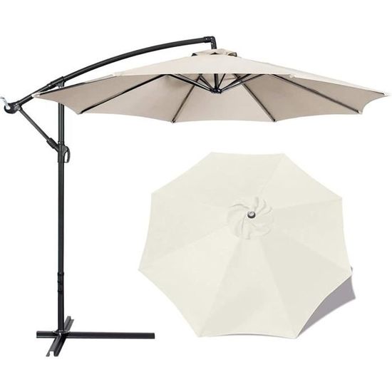 Toile De Rechange Pour Parasol 6 Baleines 3m - Tissu Polyester Étanche Anti-UV - Housse Pour Jardin, Terrasse