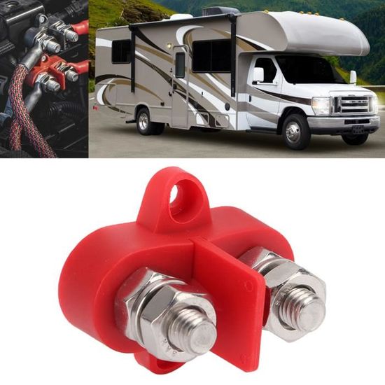 Borne De Batterie Voiture Double M8 12V - Bornier Électrique Acier Inox AMiO Rouge Et Noir