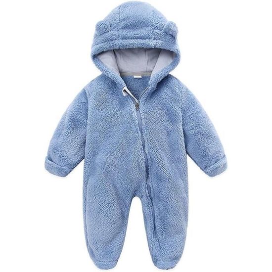 Pyjama Bebe Fille 0-12 Mois Hiver Polaire Epais Avec Pieds Zip Combinaison Bebe Fille Naissance Avec Capuche Oreille De Ours Grenouille Barboteuse Body Bebe Garçon Vetement Automne (Pink, 3-6 Mois
