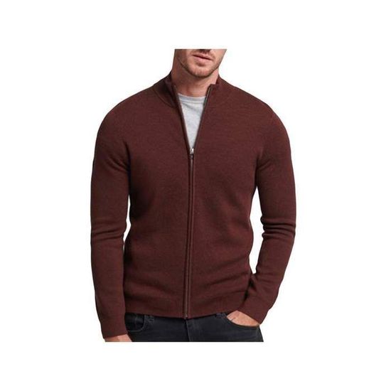 Gilet Superdry Homme Superdry Cardigan zippe en laine merinos Superdry Bordeaux Coton Vetement Superdry Bordeaux Cdiscount Pret a Porter