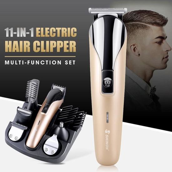 11-EN-1 Multifonction Tondeuse à cheveux Nez Oreilles Barbe cheveux aisselles électrique Fader Rechargeable Homme -OR EU PLUG