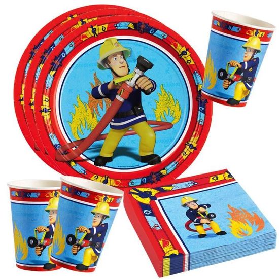 Sam Le Pompier Fireman Sam Party Anniversaire Set Plaques