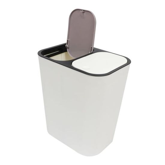 Poubelle de tri sèche et humide, rectangulaire en plastique, double Poubelle de tri sèche et humide, rectangulaire en plastique, double