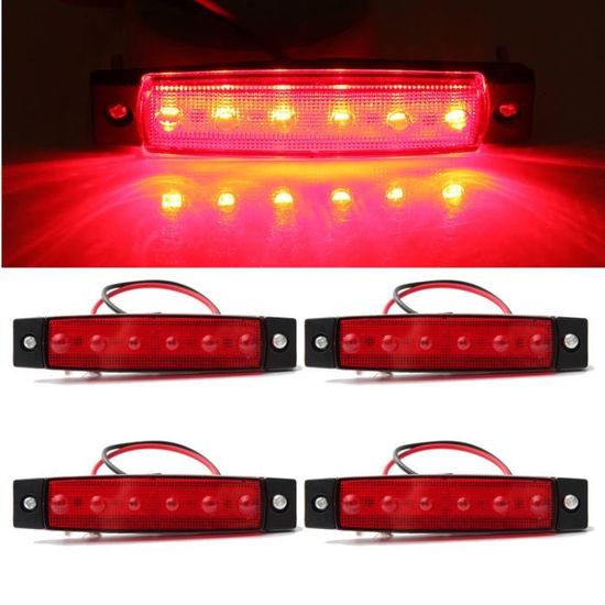 Lot De 6 Feux De Gabarit LED Rouge 24V Chrome - Pour Camion, Caravane, Remorque - Neuf