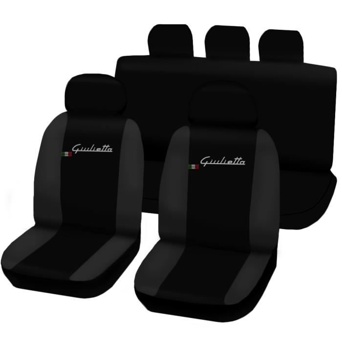Housses de siège deux-colorés pour Alfa Romeo Giulietta - noir gris foncè