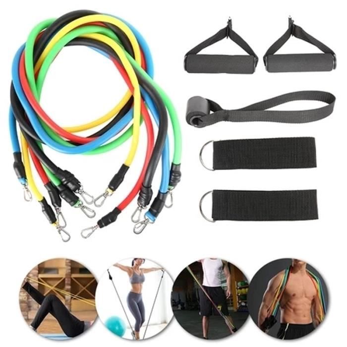 11 pièces Bandes de Resistance Elastiques Musculation Set Fitness Exercice Bandes Kit pour Fitness Yoga Gym Entraînement