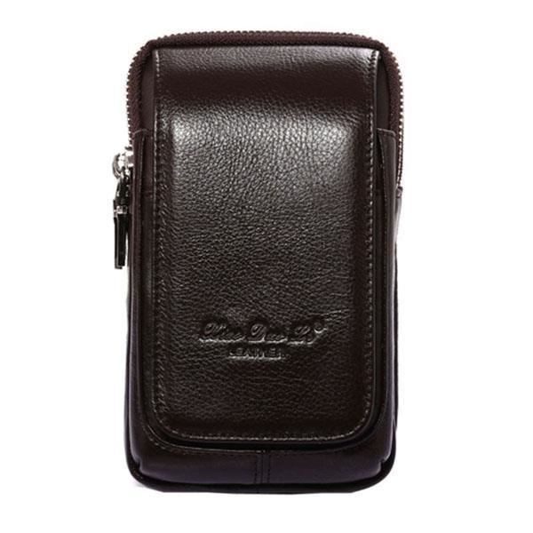 SAC A MAIN,Hommes cuir de vachette militaire cellule-téléphone portable housse peau hanche ceinture Bum sac - Type Coffee L 2